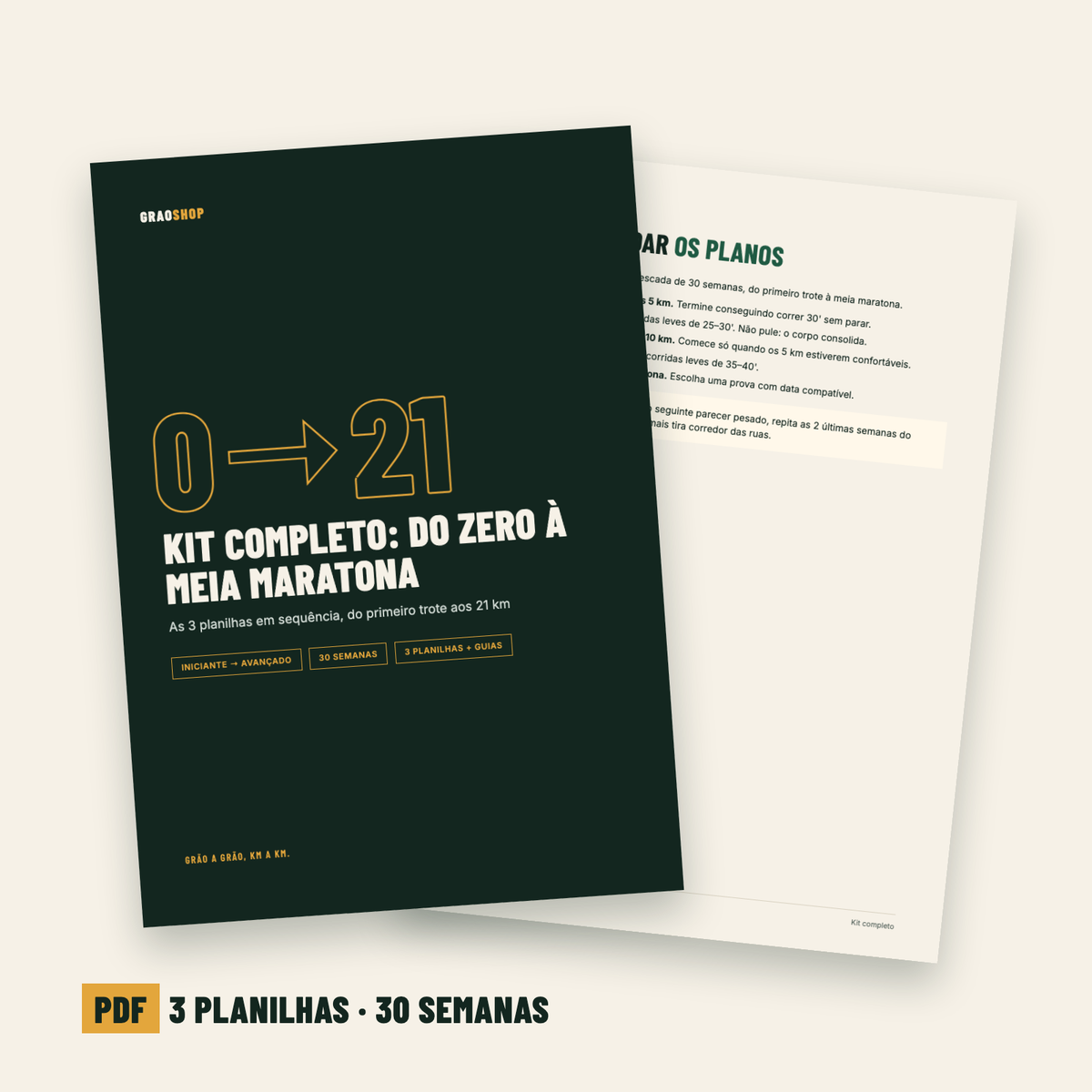 Kit completo de planilhas de corrida em PDF
